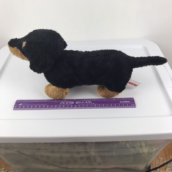 Aurora 12" Daschund Plush Black and Brown Tan Dog Stuffed Animal Toy - Picture 10 of 10